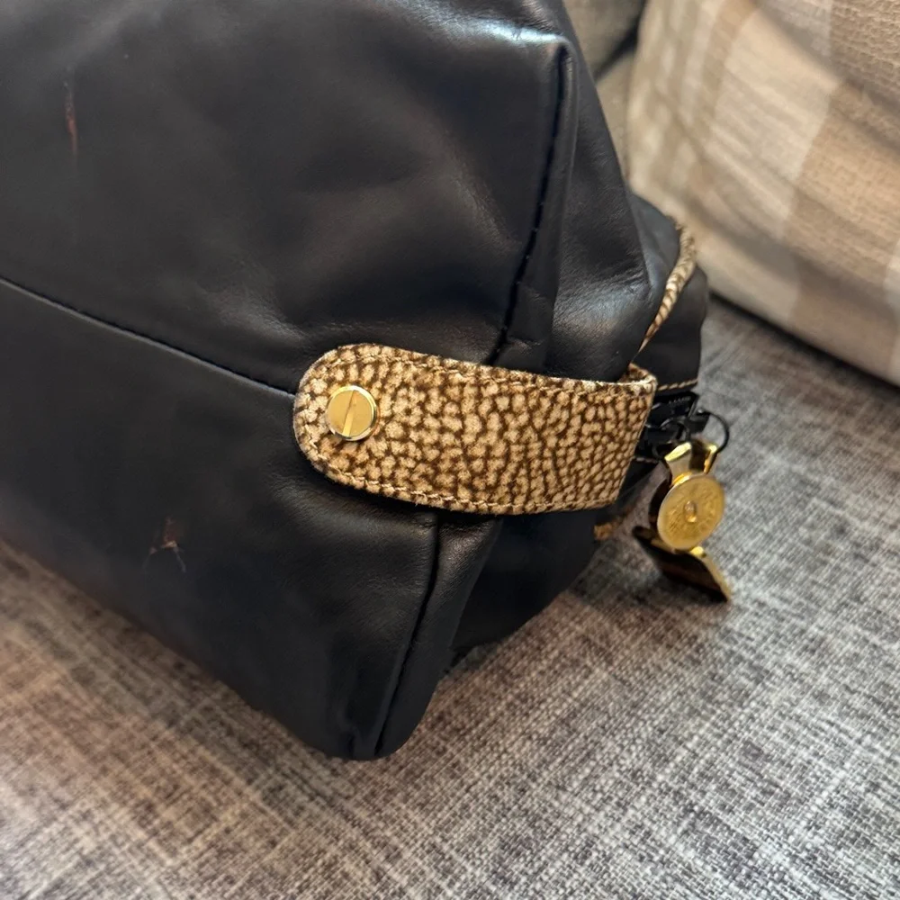 Borbonese Rare Black Leather Dome Handbag